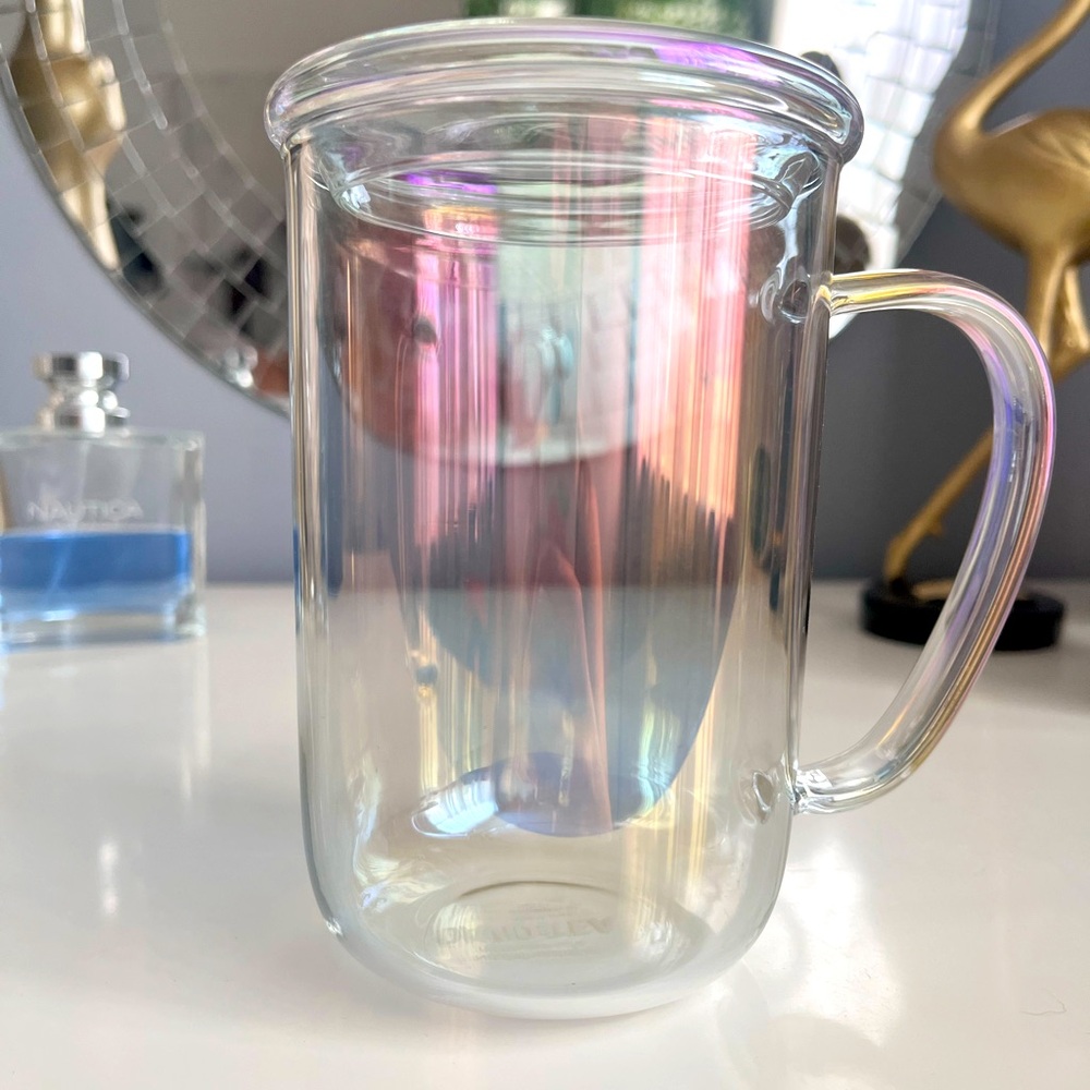 David’s tea iridescent glass mug
